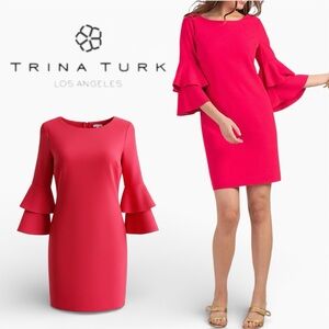 Trina Turk Dress Women Pink Size 8 Bell Sleeve NWT
